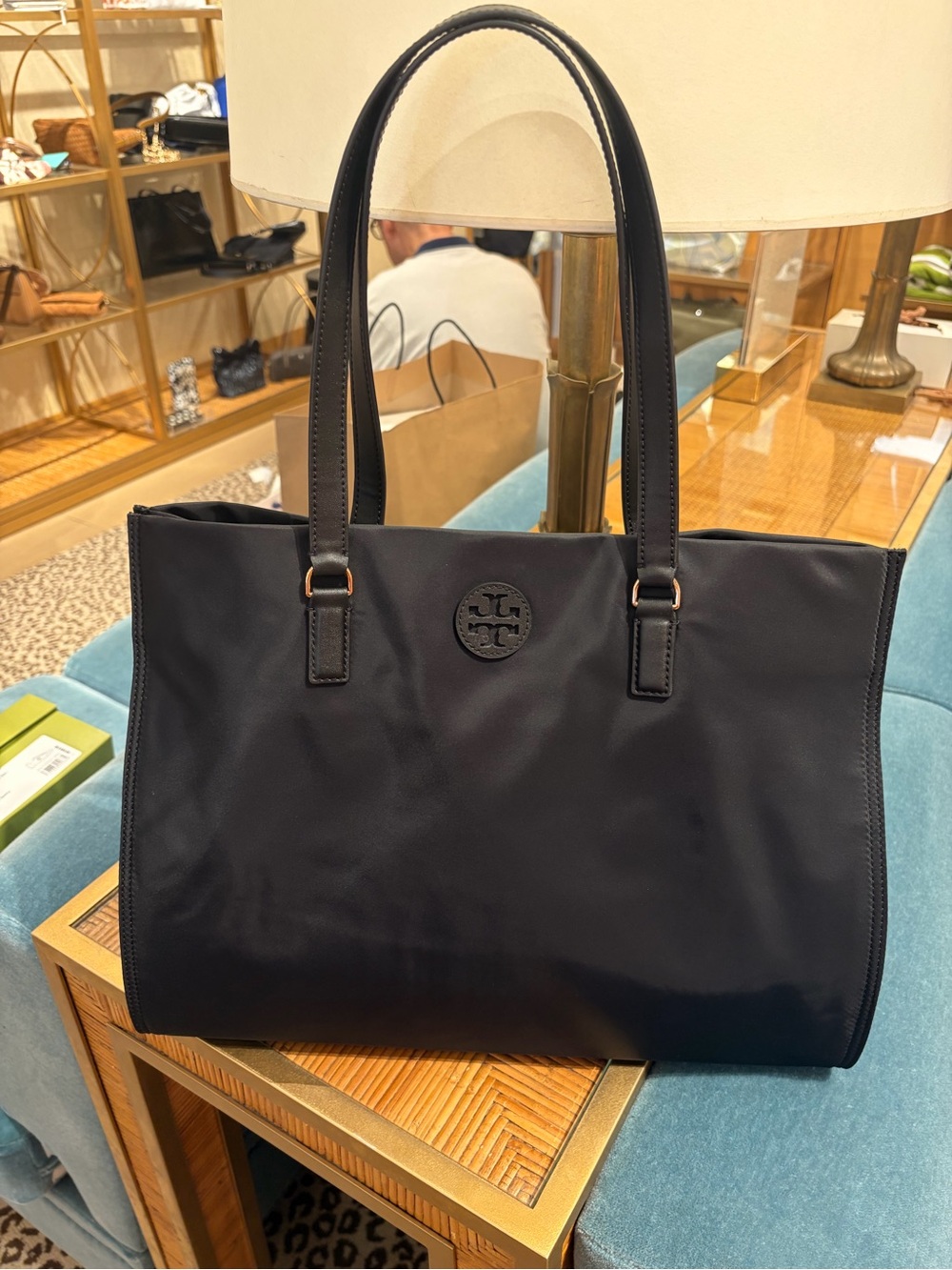 Tory Burch Black Nylon Logo Tote large (fits computer) limited time sale ! New
